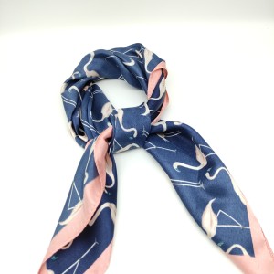 Navy blue retro small silk scarf